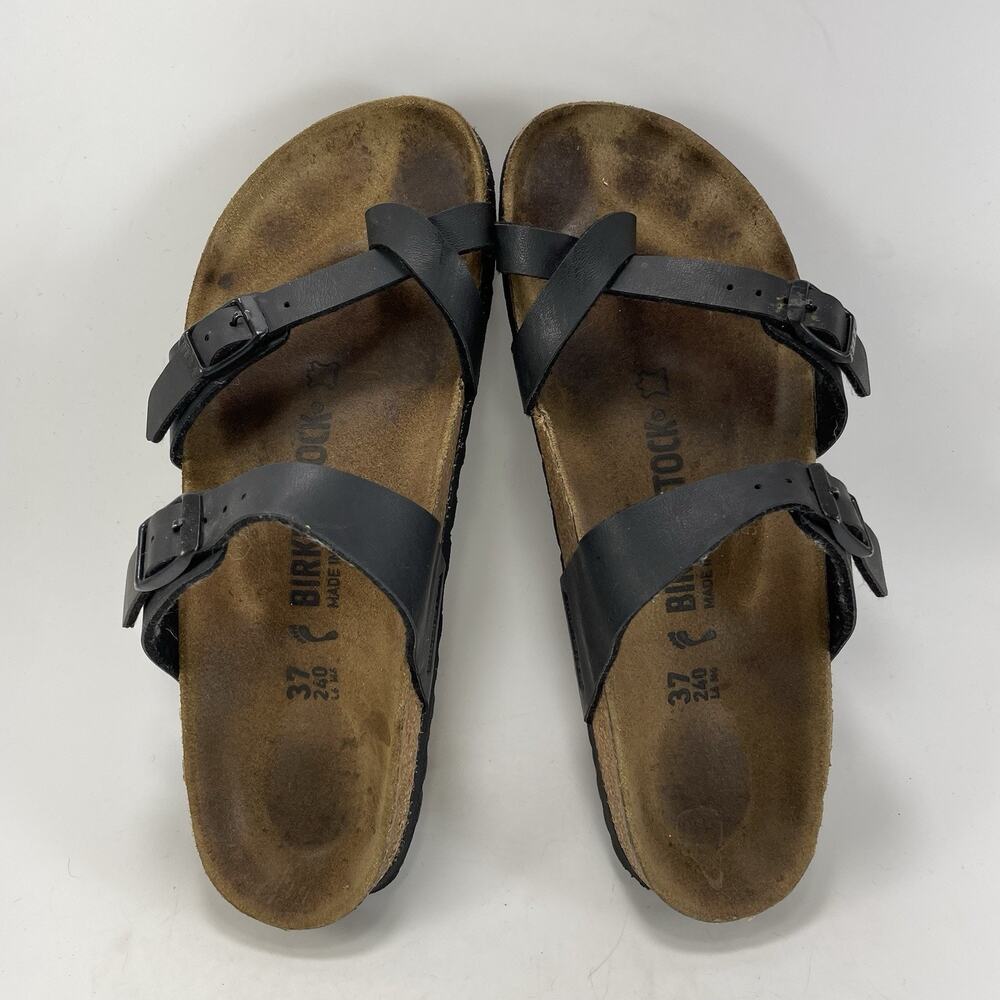 Birkenstock Mayari Sandals Womens Size 37 US 6-6.5 Black Birkoflor Toe Loop - Picture 5 of 9